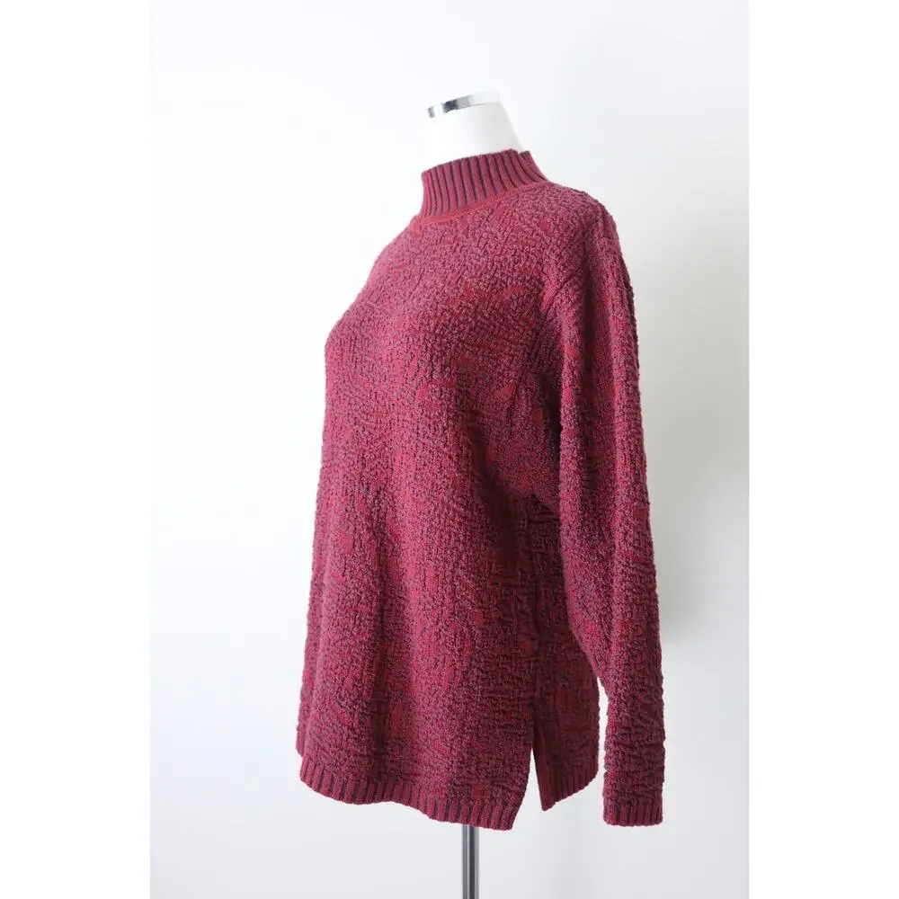 Chris Triola Size S 100% Cotton Red Knit Sweater Pullover One of A Kind - Picture 5 of 11
